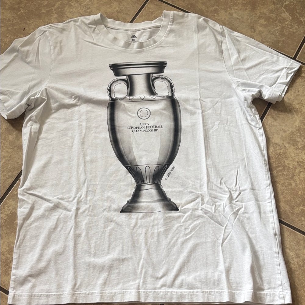 Adidas White Tee with Trophy Design